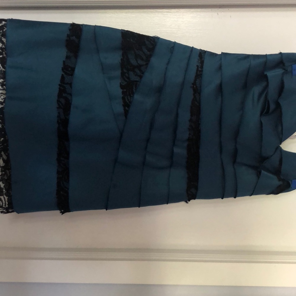 BCBG teal and lace strapless dress